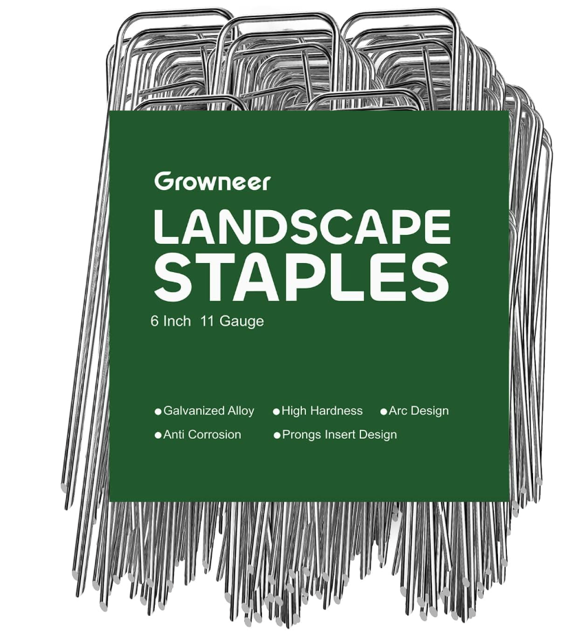 Growneer Landscape Staples 100 Pack (6 inch, 11 Gauge)